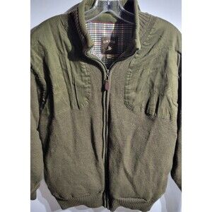 ORVIS Mens 100% Wool Full Zip Shooting Jacket Bomber Hunting Brown Large